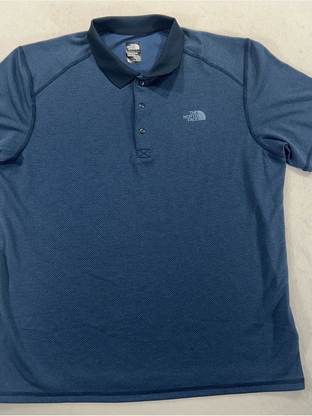 The North Face Mens XL FlashDry Polo Blue Gray Snap Button Golf Hiking Shirt